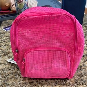 Vibrant Pink Mesh Backpack